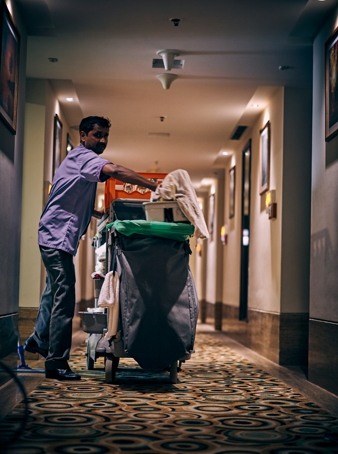 Commercial facility housekeeping and floor cleaning staff in India